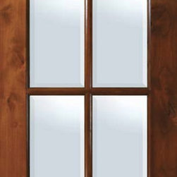 Slab Front French Single Door 96 Wood Alder 2 Panel 6 Lite TDL Glass - Patio Doors