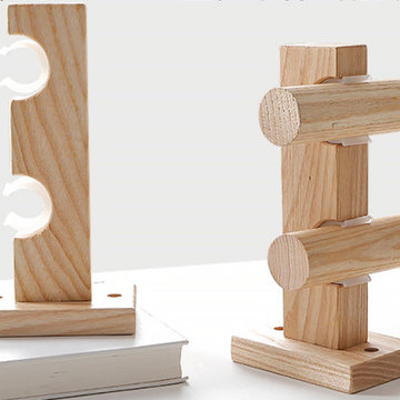 QYT102 White Ash Wooden Drapery Rod Brackets For 1.14 Inch Curtain Poles