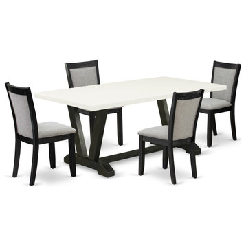 V627Mz606-5 5-Piece Dining Set, Rectangular Table and 4 Parson Chairs