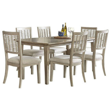 Hillsdale Ocala 7-Piece Rectangle Coastal Wood/Fabric Dining Set in Gray