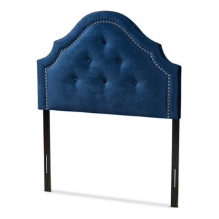 Baxton Studio Cora Tufted Velvet and Wood Twin Headboard in Royal