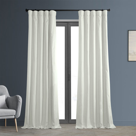 Solid Cotton Blackout Curtain Single Panel, Warm Off-White, 50"x96"