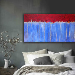 Birch Trees, 30" x 60", Highly Textured Original Painting by Katy Karnes - Paintings