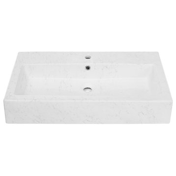Voltaire Wide Rectangle Vessel Sink, Static Marble