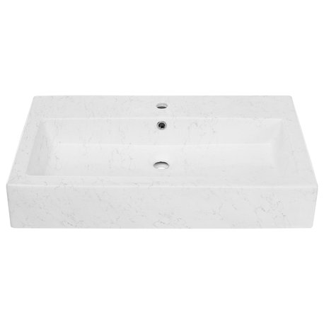 Voltaire Wide Rectangle Vessel Sink, Static Marble
