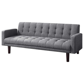 Sofa Bed with Square Arms, Gray and Walnut