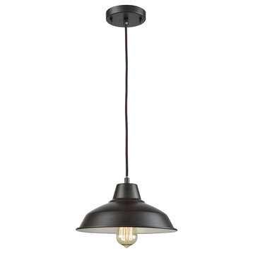 Classic Loft 1-Light Pendant, Oil Rubbed Bronze With Metal Shade