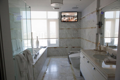 Design ideas for a large contemporary master bathroom in Los Angeles.