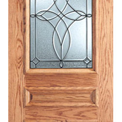 Diamond Design Decorative Glass, 3-Panel 1/2 Lite Front Single Door - Front Doors
