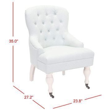 Classic Accent Chair, Comfortable Seat With Diamond Button Tufted Back, Egg Blue