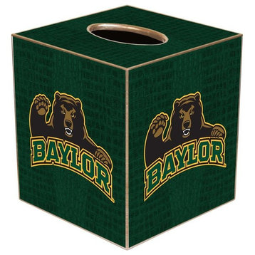 TB3109-Baylor with Bear on Green Crock Tissue Box Cover