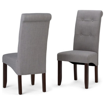 Deluxe Tufted Parson Chair (Set Of 2) In Dove Grey Linen Look Fabric
