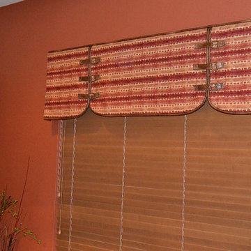 Unique Valance with Leather Straps & Wood Blinds