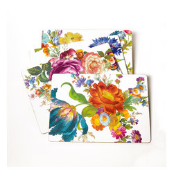 Flower Market Placemats - White - Set of 4 | MacKenzie-Childs - Placemats