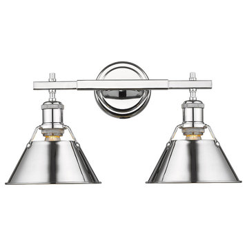 Orwell CH 2-Light Bath Vanity, Chrome With Chrome Shade