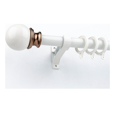QYR37 1-1/8" Ivory Black Bronze Ball Finial Aluminum Alloy Single Double Curtain