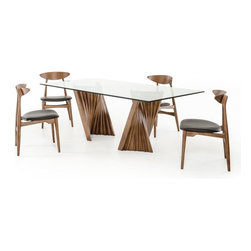 Modrest Corbin Modern Walnut and Glass Dining Table - Dining Tables