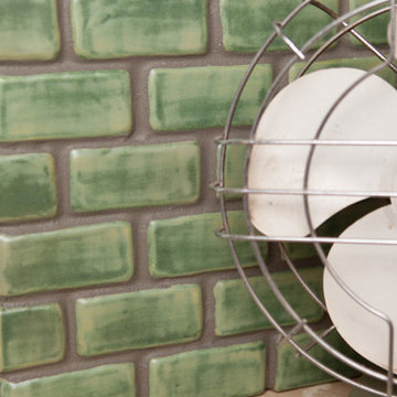 Grassy Green Variegated Subway Tile Backsplash