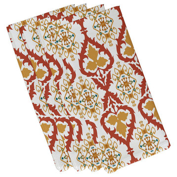 Bombay, Geometric Print Napkin, Coral, Set of 4