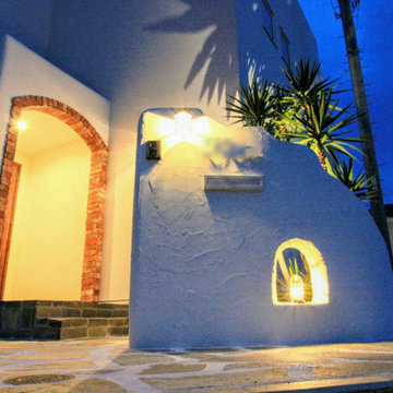 茅ヶ崎市K様邸　エーゲ海サントリーニ島風の青と白をモチーフにしたオープン外構