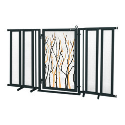 Fusion Gates - Fusion Gate with Willow Branch Design, Black, 71.5"-74" - Dog Gates