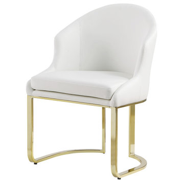 Desmond Faux Leather Dining Chair With Gold Legs, Set of 2
