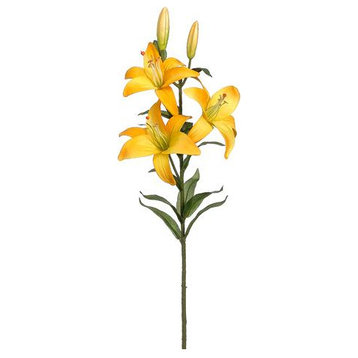 Silk Plants Direct Lily Spray - Yellow Dark - Pack of 12