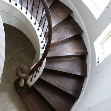 Curved stairs- Wood floor & stair nose