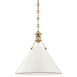 Hudson Valley Lighting - Painted No.2 Large Pendant, Aged Brass, Off White Shade - Designed by Mark D. Sikes