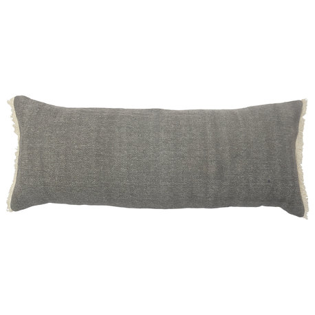 Ox Bay Gray Distressed Organic Cotton Pillow Cover, 14"x36"