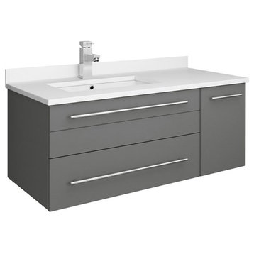Fresca Lucera 36" Undermount Sink Solid Wood Bathroom Cabinet - Left in Gray