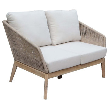 Pangea Home Diego Two Seater Modern Acacia Wood Sofa in Beige Finish