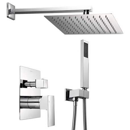 Aquaterior Shower Faucet Set Wall Mount Concealed Mixer Valve Rain Shower Chrome
