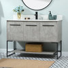 Sue 48" Single Bathroom Vanity, Concrete Gray, With Backsplash