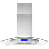 Cosmo 380 CFM Euro Stainless Steel Island Glass Range Hood With Permanent Filter, 36"