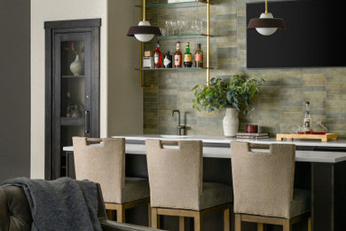 Inspiration for a transitional home bar remodel in Denver