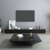 Modern Black Wood Coffee Table with Storage Square Drum with Drawer