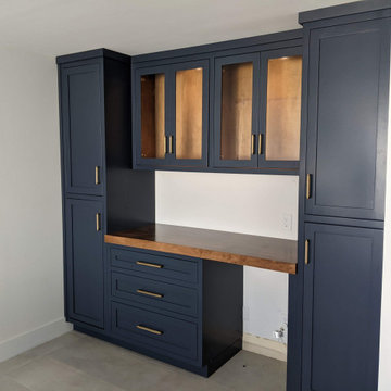 Custom Dry Bar Shaker Cabinetry with Glass Doors