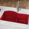 Elkay Quartz Luxe Offset 60/40 Double Bowl Sink with Aqua Divide, Maraschino