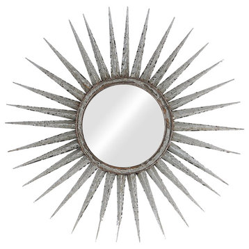 Benzara BM149617 Distressed Sun inspired Mirror