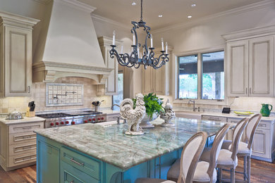 Inspiration for a large timeless open concept kitchen remodel in Dallas with an island
