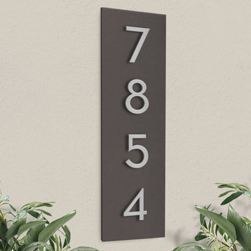 Large Simply Sweet Address Plaque + House Numbers, Brown, Silver Font