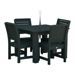 Highwood - Highwood Weatherly 5pc Square Dining Table Set - AD-DNW44, Charleston Green - Outdoor Dining Sets