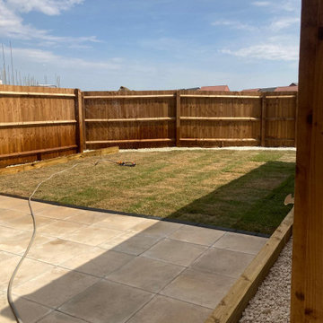 Turf, Terrace and Sleeper Edge in a New Build Plot