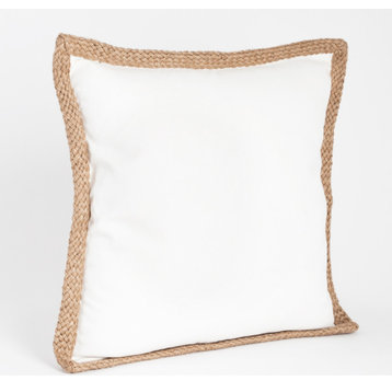 Jute Braided Down Filled Throw Pillow, 20"x20", Ivory