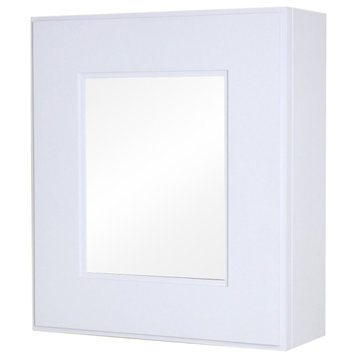 Compact Portrait Wall-Mount Mirrored Medicine Cabinets - 15 3/4" H x 13 3/4" W, Shaker White