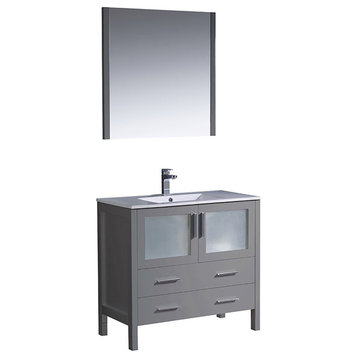 Fresca Torino 36" Engineered Wood Bathroom Vanity with Integrated Sink in Gray