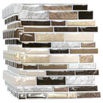 WALPLUS - Brown Stone Glossy Mosaic 3D Tile Sticker, 12"x12", Set of 10 - Our 3D tile stickers are ideal for giving your interior a whole new look, DIY within minutes without adding more labour cost like traditional tiles! To apply, just peel and stick onto any clean, flat surface, and you are good to go! Innovative 3D surface with long durability, water and heat resistance. Can be easily trimmed / cut to fit. Application Notes: Please only attach to the painted surface at least three weeks after painting and clean the surface prior to application. This product can be applied in any room, avoiding permanently wet areas. Please note that for walls covered with latex paint, it is recommended to add a layer of the spray adhesive to prevent the tiles from peeling off. Even though every effort is made to depict our products accurately, the printed colour may differ slightly from the colour displayed on the screen. Package Contains: 10 pieces of stickers 30.5 x 30.5 cm or 12 x 12 in. Coverage area:0.9sqm or 9.2sf.