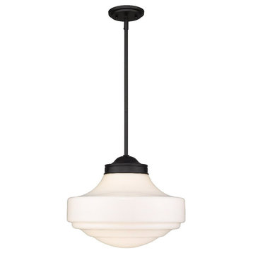 1 Light Large Pendant-12.75 Inches Tall and 16 Inches Wide-Matte Black