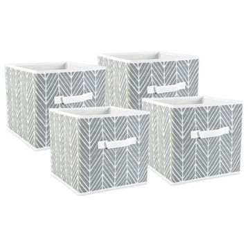 DII Nonwoven Polyester Cube Herringbone Gray Square, Set of 4